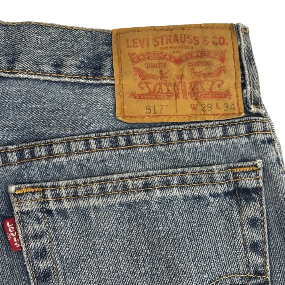 Levi's 517 Bootcut Slim Thighs Fit Blue Jeans Mens 29x33 Rodeo Cowboy Western